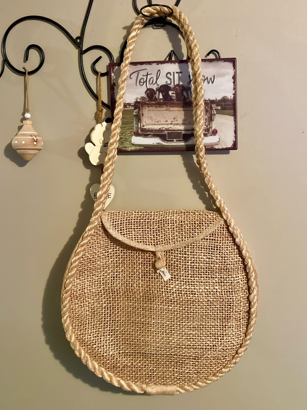 Natural Woven Round Crossbody Bag - Natural Straw Shoulder Bag
